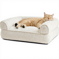 Canapé-lit orthopédique moderne et personnalisé en velours côtelé pour chien et chat, avec mousse à mémoire de forme déchiquetée, imperméable, lavable, écologique, directement de l'usine