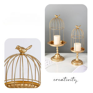 Fer forgé lumière luxe aromathérapie <span class=keywords><strong>bougeoir</strong></span> créatif métal cage à oiseaux bougie plaque mariage mariage accessoires de tir bougies - Product Image 4