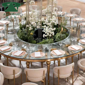 Mesas de fiesta de lujo con base de metal dorado en forma de serpentina para eventos - Product Image 5