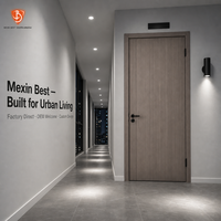 Puerta Interior Moderna Mexin de Madera Gris, Insonorizada, Precolgada con Marco y Panel para Dormitorio, Apartamento, Renovación del Hogar