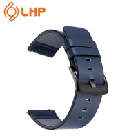 Bracelet en cuir souple ultra-fin à libération rapide – Largeurs 16/18/22/24 mm, couleurs noir/marron foncé/bleu, étanche, style mode pour montre connectée
