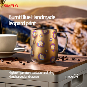 SIMELO azul quemado hecho a mano 450mL/600ml puro titanio café Latte arte taza leche espuma jarra café leche espuma jarra taza de regalo - Product Image 5