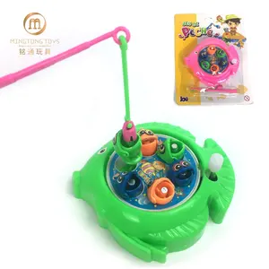 Kids custom funny play angling game plastic rotation wind up magnetic fishing toy