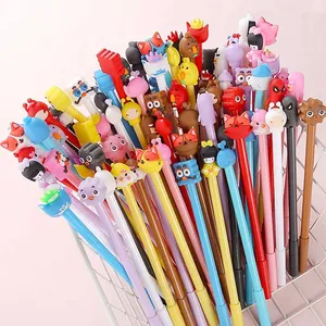 Lot de 20 stylos gel mignons à motif de dessin animé, stylos de signature de bureau, encre gel noire 0,5 mm, fournitures scolaires roses Kawaii, papeterie pour étudiants - Product Image 1