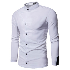 Camicia da <span class=keywords><strong>uomo</strong></span> con colletto rialzato a maniche lunghe con taglio di personalità Slim da <span class=keywords><strong>uomo</strong></span> anche sciarpa sottile e Casual camicia da <span class=keywords><strong>uomo</strong></span> - Product Image 5