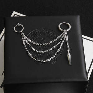 Clip-On Earrings Tibetan Silver <b>Cross</b> <b>Chain</b> Dangle Unisex Studs For Non-Pierced Ears 2020 Style - Product Image 2