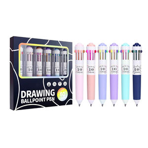 Stylo bille en gros, 10 couleurs, rétractable, 0,8 mm, pour activités artistiques en classe - Product Image 1