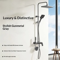 Robinet de Douche Mural Thermostatique de Luxe en Chrome Poli avec Pommeau Pluie et Douchette à Main pour Salle de Bain, Idéal Hôtels