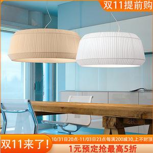 Lustre rond moderne en tissu blanc pour salon, chambre, bureau, hôtel - Product Image 4