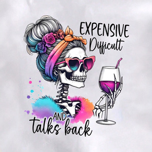 T-shirt da donna casual europea in poliestere stampato, estiva a maniche corte, con motivo divertente teschio e lettere, vestibilità ampia - Product Image 2