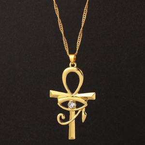 Egyptian Ankh <b>Cross</b> Pendant Necklace Alloy Classic Style Women/<b>Men</b> Gold Color Eye Horus Religious <b>Chain</b> Jewelry Gifts - Product Image 1