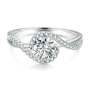 316L <b>Stainless</b> <b>Steel</b> 14K Gold Plated Prong Setting Zircon Trendy <b>Ring</b> Women Twisted Shank Halo Engagement <b>Ring</b> Waterproof Bridal - Product Image 1