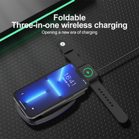 Station de charge sans fil magnétique multifonctionnelle 15W 3 en 1 pour IPhone IWatch Écouteurs Samsung