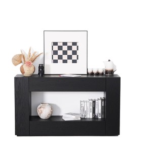 Mobiletto Contenitore Minimalista in <span class=keywords><strong>Legno</strong></span> <span class=keywords><strong>Massello</strong></span> Carbonizzato Nero con Anta a Lastra, Stile Silenzioso, per Ingresso <span class=keywords><strong>Soggiorno</strong></span>, Garanzia 1 Anno, Ideale per Hotel - Product Image 5
