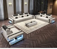 Muebles Inteligentes Modernos de Lujo en Cuero PU con Luces LED RGB de Alta Calidad, Juego de Sofás Modulares para Sala de Estar, Seccional de Esquina