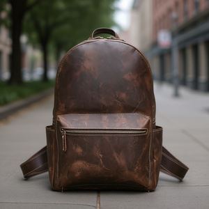 กระเป๋าเป้หนังผู้ชายทำมือ สายสะพายโค้ง ช่องซิปด้านใน ความจุไม่เกิน 20 ลิตร ใช้ได้ทุกฤดู - Product Image 2