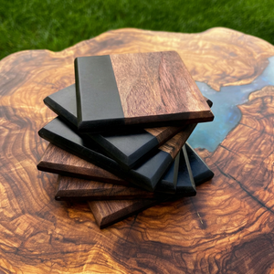 Premium Resin River Wood Square <b>Coaster</b> Set Handmade Decorative <b>Drink</b> <b>Coasters</b> 350mm Diameter for Modern Home and Office Tables - Product Image 1