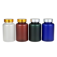 Botella de plástico esmerilado de boca ancha Material PET de grado alimenticio Suplementos nutricionales de múltiples capacidades Cilindro de tapa de rosca Medicina