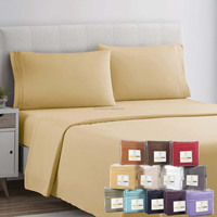 Parure de draps 4 pièces en microfibre polyester 100 % ultra-douce 90 GSM, taille Queen, magnifique, vente en gros