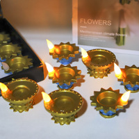 Lampe à huile LED Deepavali rougeoyante décoration de festival bougie artificielle Diya sans flamme capteur d'eau flottant décoration de la maison