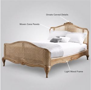 American Country Curved <b>Headboard</b> Bed, Rustic Style Simple Wave Tailboard Double Bed - Product Image 3