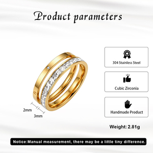 Juego de Anillos Apilables de Acero Inoxidable con Baño de Oro PVD de 18K, Resistentes al Agua y al Deslustre, Hipoalergénicos con Circonitas, para Mujer - Product Image 4