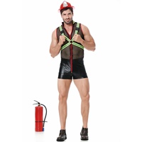 Costume de pompier réfléchissant pour jeu de rôle M-XL, tenue de fête amusante pour homme, combinaison COS en maille