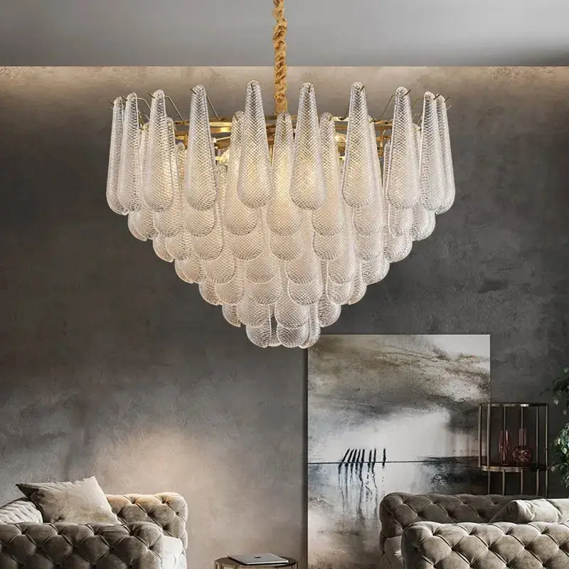 Post Modern Luxury Chandelier Light For Living Room Dining room Kitchen Island decor copper color glass chandelier pendant lamp
