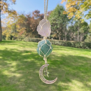 Pendule de voiture en étoile de guérison, pierre précieuse spirituel, Reiki tressée, améthyste Rose, Quartz énergétique, décoration d'intérieur, cristal - Product Image 6