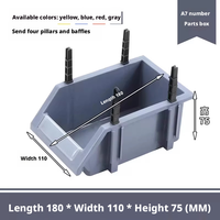 Boîte de rangement modulaire empilable BAILIAN en HDPE robuste avec façade inclinée, capacité de charge de 100 kg - Bleu, gris, rouge, jaune