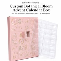 Boîte de calendrier de l'Avent de Noël, plateau en plastique à 24 compartiments, emballage cadeau vide pour compte à rebours avec impression de logo personnalisé