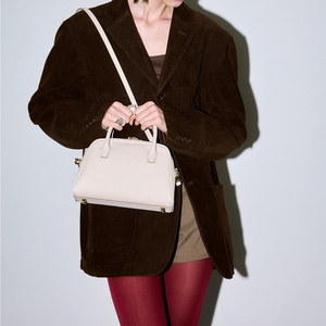 Borse da <span class=keywords><strong>Donna</strong></span> in Stile <span class=keywords><strong>Vintage</strong></span> Personalizzate con Logo, Borse Bowling Chic in Camoscio, Borse Boston alla Moda per Donne - Product Image 2