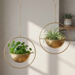 Metal Plant Hanger,Metal Round Hanging <b>Planter</b> Flower Plant Pot - Product Image 2