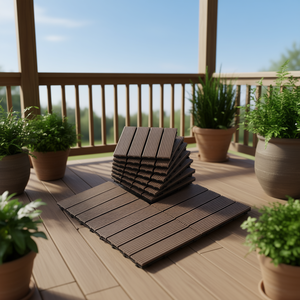 Baldosas de plástico entrelazadas para terraza, 12x12 pulgadas, impermeables, para porche, terraza exterior, antideslizantes, material WPC - Product Image 2