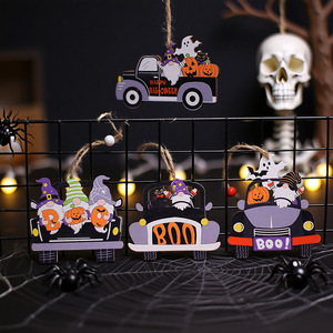 Nouvel arrivage de pendentif de décoration de voiture en bois créatif Halloween ornement de bureau de dessin animé pour accessoire d'habillage de scène - Product Image 2