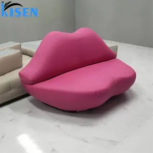 Kisen 2024 nuovo arrivo a forma di labbro rosso rosa nero bellezza spa salone unghie mobili in attesa divano sedie con l'alta qualità per la vendita