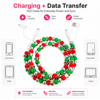 Câble de charge perlé FASHLINK Noël 4-en-1 USB Type C multi-connecteurs – Accessoire de téléphone festif et tendance