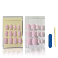 Faux Ongles Réutilisables Courts en Gel Doux Amande, Couverture Complète, 24 Pièces, Étiquette Privée, Ongles à Presser Réutilisables
