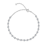 Gelang Tenis Moissanite Perak Sterling 925 Setting Bezel Dapat Disesuaikan 19cm Perhiasan Harian Wanita Hadiah