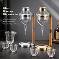 Distributeur de boissons froides en verre en gros, refroidisseur de vin avec support et couvercle en acier inoxydable pour bar et fête