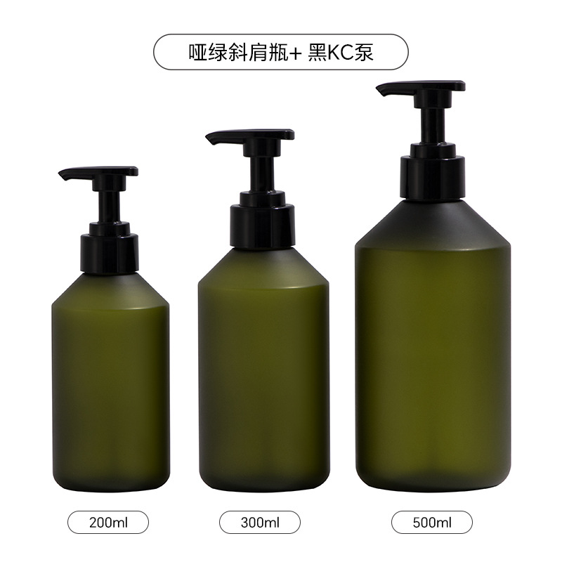 ขวดสีเขียวด้าน พร้อมหัวปั๊ม KC สีดำ