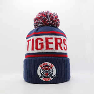 Gorro de punto grueso personalizado con lazos para aficionados al fútbol y uso diario cálido en invierno, con MOQ bajo - Product Image 2