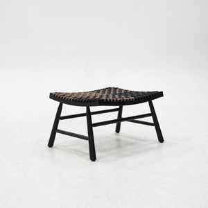 Fauteuil de salon en bois massif de style nordique avec corde en rotin tressée à la main, siège individuel pour parcs et halls extérieurs - Product Image 6