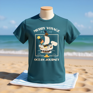 T-Shirt 'Merry Voyage Ocean Journey' Girocollo Manica Corta in Cotone Stampato Unisex per Adulti Maglietta Promozionale - Product Image 4