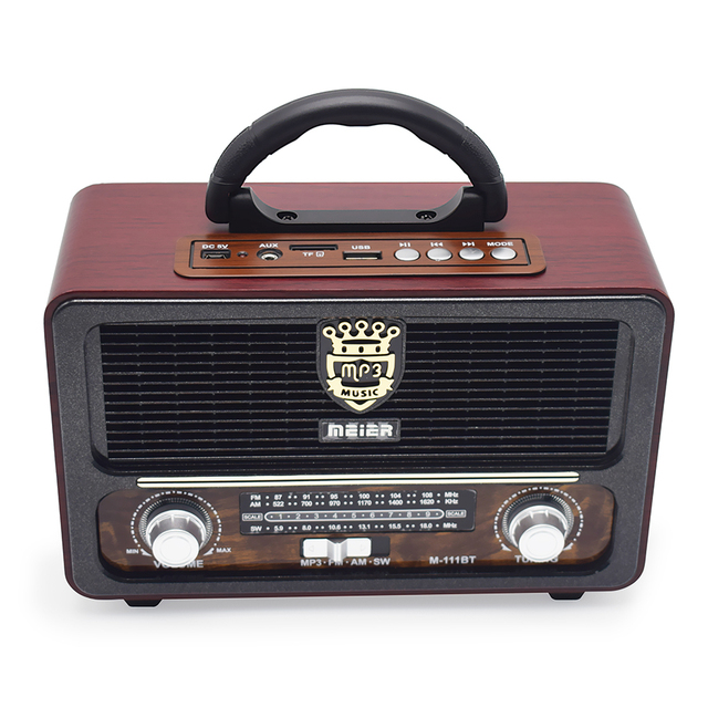 Portable Retro Classic AM/FM Shortwave Radio 3 Band FM/AM/SW Built-In Speaker Rechargeable 2400mAh Battery USB/TF/BT/Aux Remote