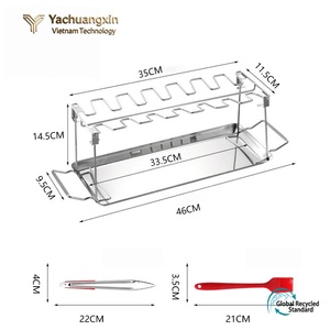 Support à cuisses de poulet en acier inoxydable avec plateau inférieur, barbecue pliable pour la cuisson en extérieur, style moderne pour adultes, toutes saisons - Product Image 6