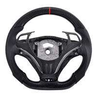 Volant en fibre de carbone en forme de D à fond plat avec poignée en cuir perforé pour BMW E90 E92 E93 E87 E9X 2005-2012