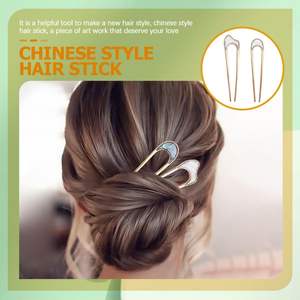 Horquillas de 2 puntas para peinados recogidos, accesorios para el cabello de mujer, horquillas de aleación metálica en oro y plata, horquillas en forma de U - Product Image 5