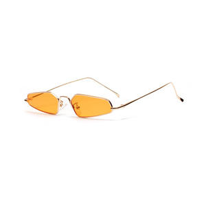 Lunettes de soleil rétro noires à petite monture avec logo personnalisé, lunettes de soleil en métal pour femme, petites lunettes de soleil polygonales 2021 - Product Image 5
