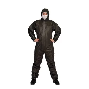 Non Woven Disposable Safety Clothing Black Color PP Non Woven Disposable Coveralls